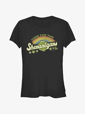 Dungeons And Dragons Here For Shenanigans Girls T-Shirt