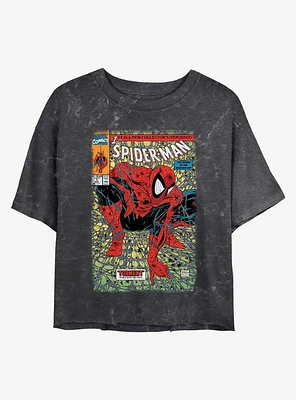 Marvel Spider-Man Legend of Arachknight Mineral Wash Girls Crop T-Shirt