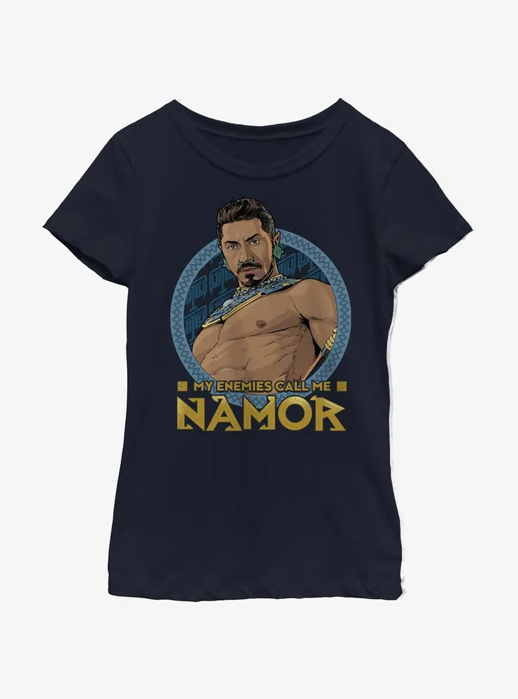 Marvel Black Panther: Wakanda Forever My Enemies Call Me Namor Icon Youth Girls T-Shirt
