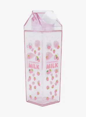 Strawberry Milk Allover Print Milk Carton Water Bottle