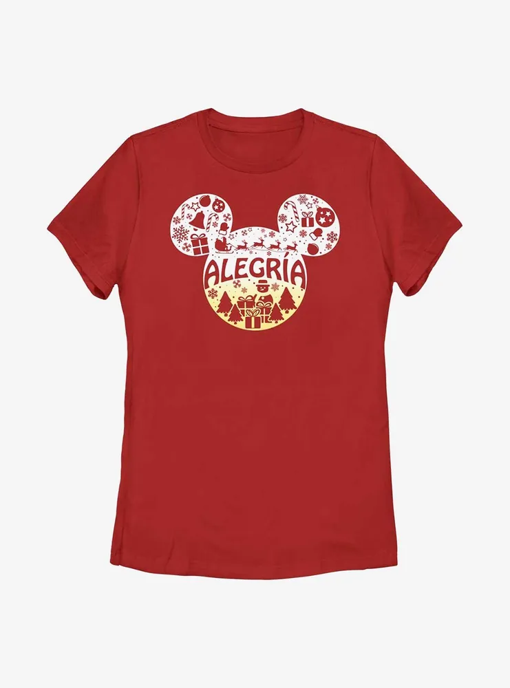 Disney Mickey Mouse Alegria Joy Spanish Ears Womens T-Shirt