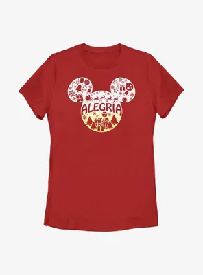 Disney Mickey Mouse Alegria Joy Spanish Ears Womens T-Shirt