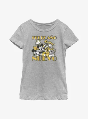 Disney Mickey Mouse Feliz Ano Nuevo Happy New Year Spanish Youth Girls T-Shirt