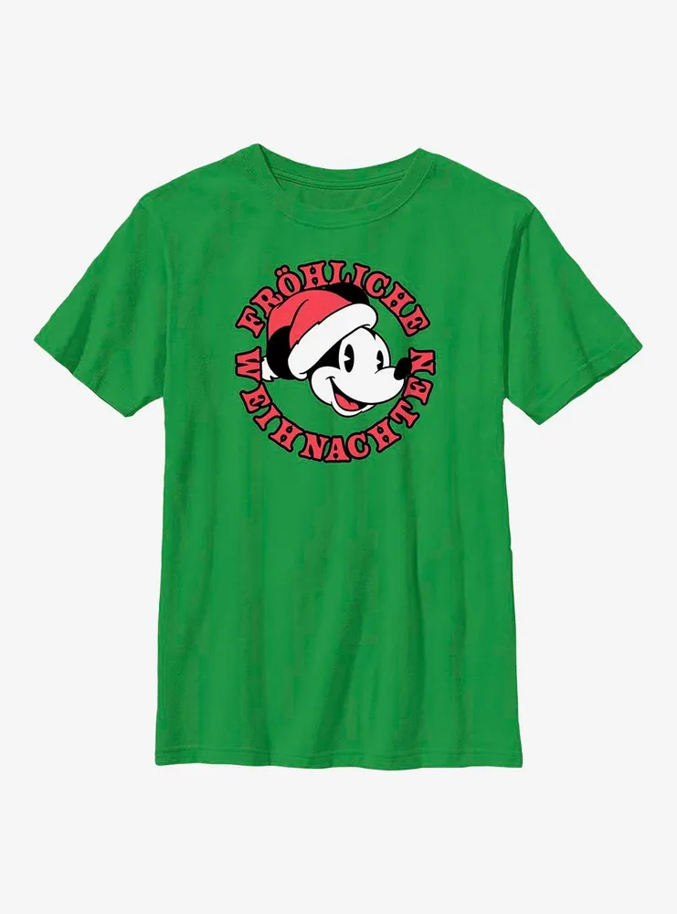 Disney Mickey Mouse Frohliche Weihnachten Merry Christmas German Youth T-Shirt