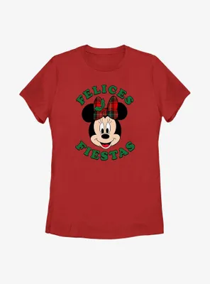 Disney Minnie Mouse Felices Fiestas Happy Holidays Spanish Womens T-Shirt