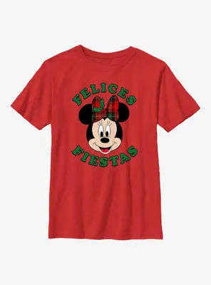 Disney Minnie Mouse Felices Fiestas Happy Holidays Spanish Youth T-Shirt
