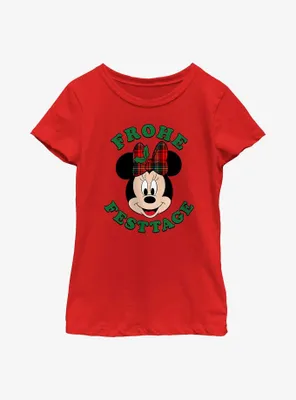 Disney Minnie Mouse Frohe Festtage Happy Holidays German Youth Girls T-Shirt