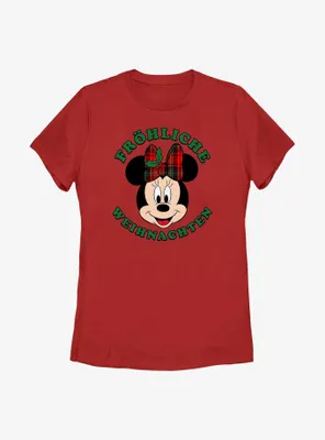 Disney Minnie Mouse Frohliche Weihnachten Merry Christmas German Womens T-Shirt