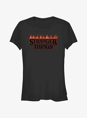 Stranger Things Logo On Fire Girls T-Shirt