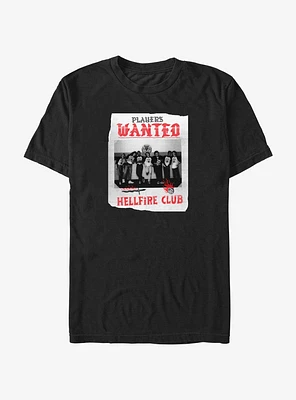Stranger Things Hellfire Club Players Wanted Poster T-Shirt