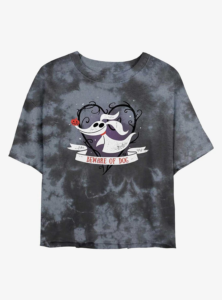 Disney The Nightmare Before Christmas Beware of Dog Zero Tie-Dye Girls Crop T-Shirt