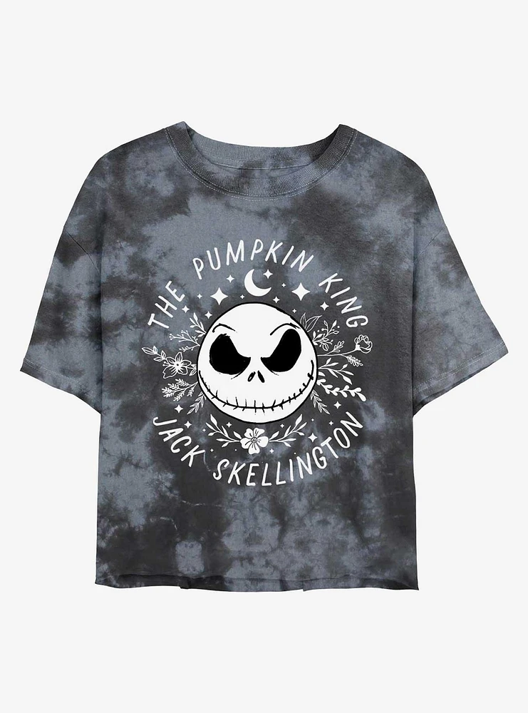 Disney The Nightmare Before Christmas Jack Skellington Pumpkin King Face Tie-Dye Girls Crop T-Shirt