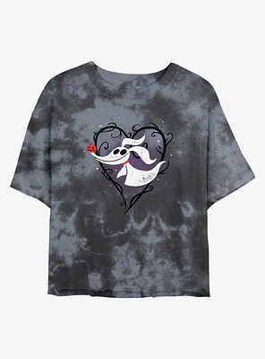 Disney The Nightmare Before Christmas Zero Heart Tie-Dye Girls Crop T-Shirt