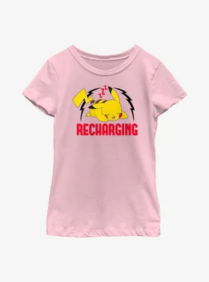 Pokemon Sleepy Pikachu Recharging Youth Girls T-Shirt