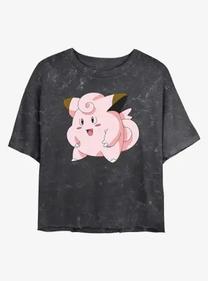 Pokemon Clefairy Pose Mineral Wash Womens Crop T-Shirt