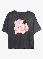 Pokemon Clefairy Pose Mineral Wash Womens Crop T-Shirt