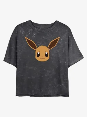 Pokemon Eevee Face Mineral Wash Womens Crop T-Shirt