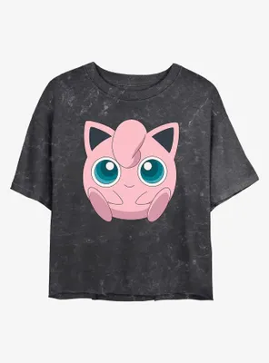 Pokemon Jigglypuff Face Mineral Wash Womens Crop T-Shirt
