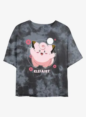 Pokemon Clefairy Fairy Dance Tie-Dye Womens Crop T-Shirt