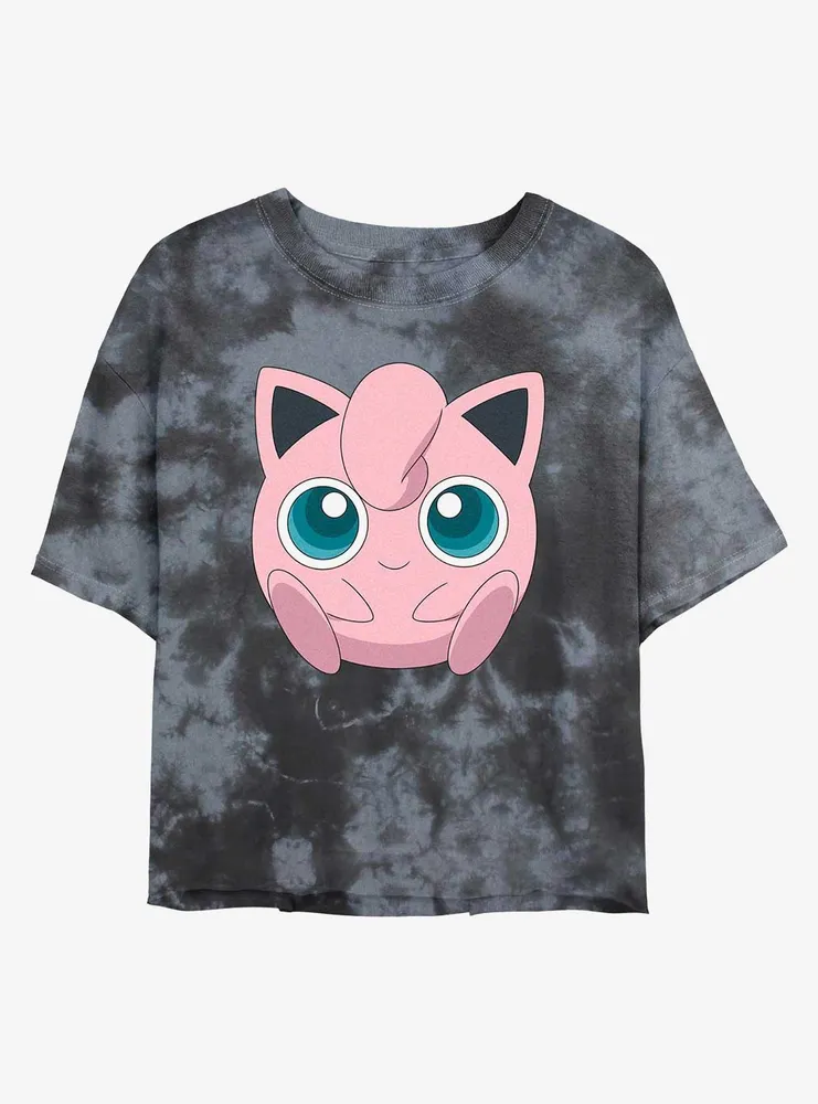 Pokemon Jigglypuff Face Tie-Dye Womens Crop T-Shirt