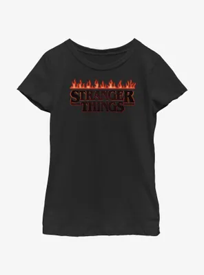 Stranger Things Logo On Fire Youth Girls T-Shirt