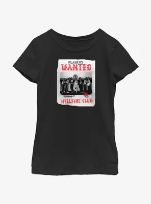 Stranger Things Hellfire Club Players Wanted Poster Youth Girls T-Shirt