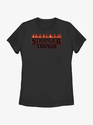 Stranger Things Logo On Fire Womens T-Shirt