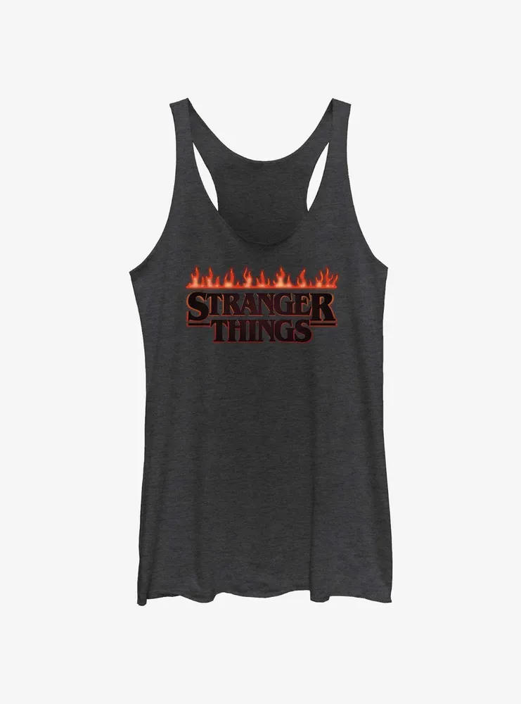 Stranger Things Logo On Fire Womens Tank Top