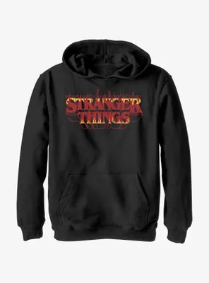 Stranger Things Fire Outline Logo Youth Hoodie