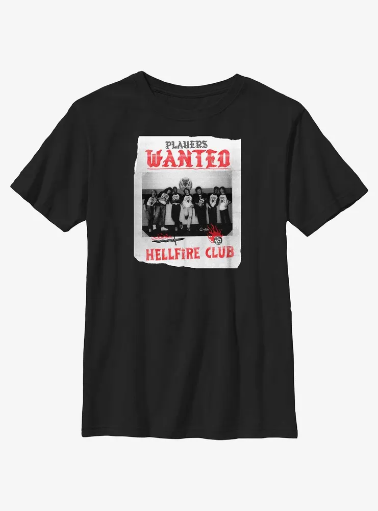 Stranger Things Hellfire Club Players Wanted Poster Youth T-Shirt