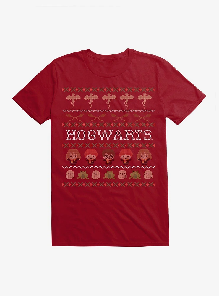Harry Potter Hogwarts Ugly Christmas Pattern T-Shirt