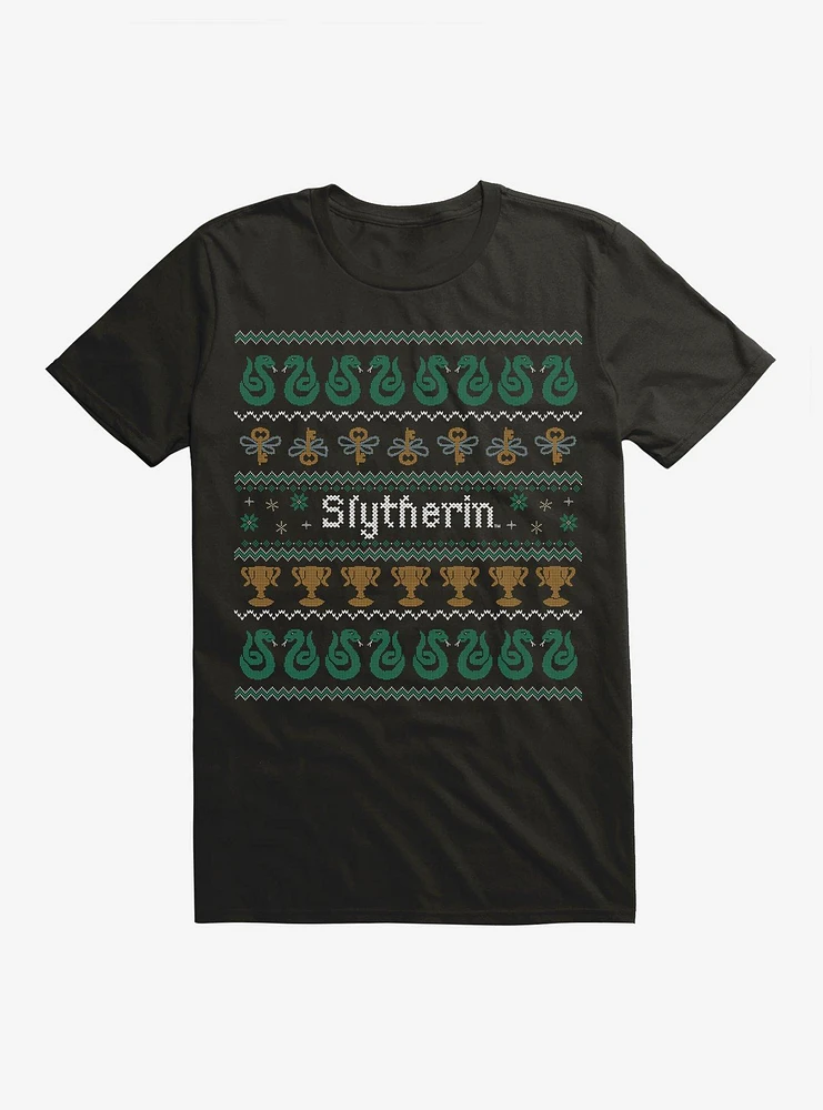 Harry Potter Slytherin Ugly Christmas Pattern T-Shirt