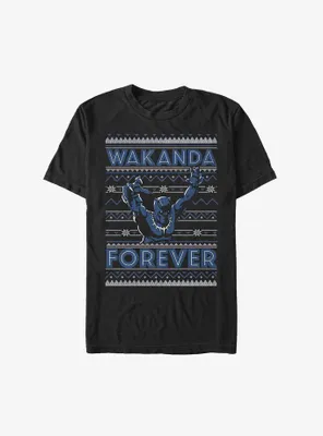 Marvel Black Panther Wakanda Forever Ugly Christmas T-Shirt