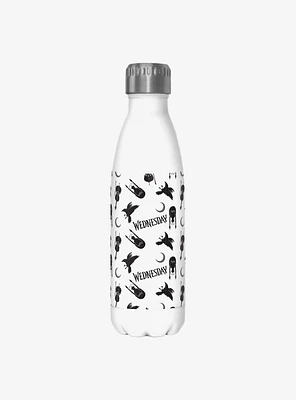 Wednesday Icons Pattern Water Bottle