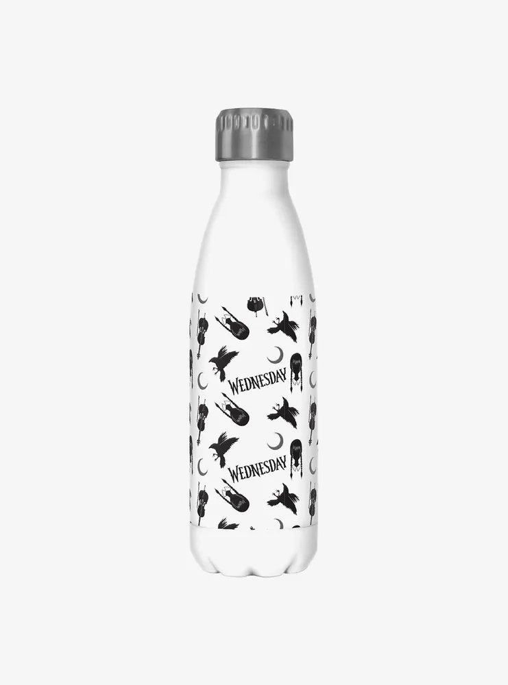 Wednesday Icons Pattern Water Bottle