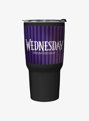 Wednesday Striped Title Travel Mug