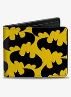 DC Comics Batman Bat Signal Scattered Yellow Black Bifold Wallet