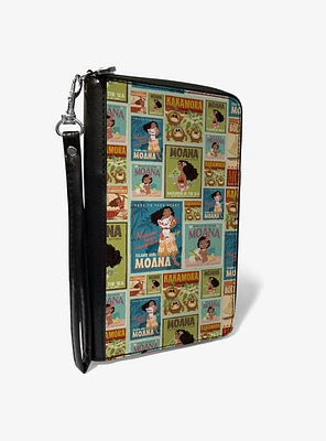 Disney Moana Character Pose Blocks Collage Zip Around Wallet