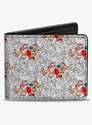 The Ren & Stimpy Show Poses Collage Outline Bifold Wallet