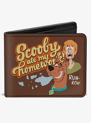 Scooby-Doo! Scooby Doo And Shaggy Scooby Ate My Homework Pose Brown Bifold Wallet