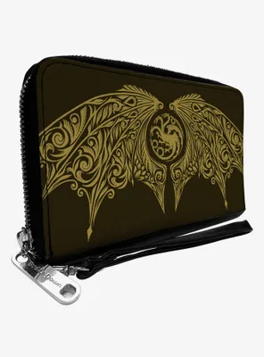 House Of The Dragon Icon And Wings Zip Around Wallet