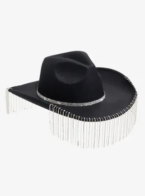 Black Rhinestone Fringe Cowboy Hat