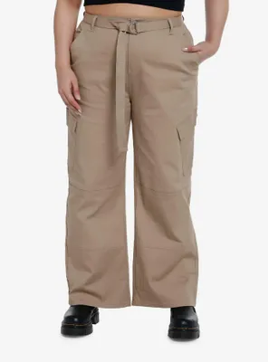 Khaki Belted Cargo Pants Plus