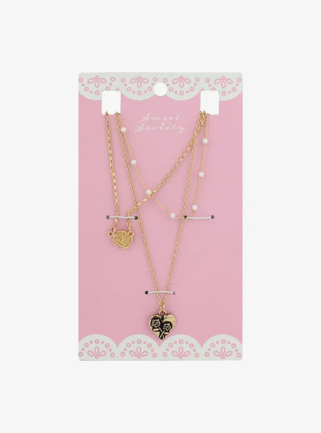 Hot Topic Sweet Society Rose Heart Necklace Set