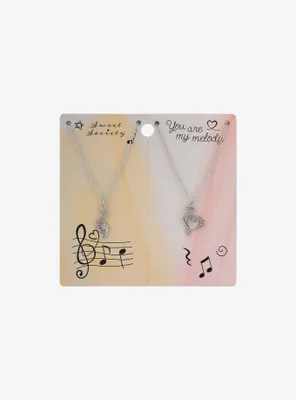 Sweet Society Bejeweled Music Note Best Friend Necklace Set