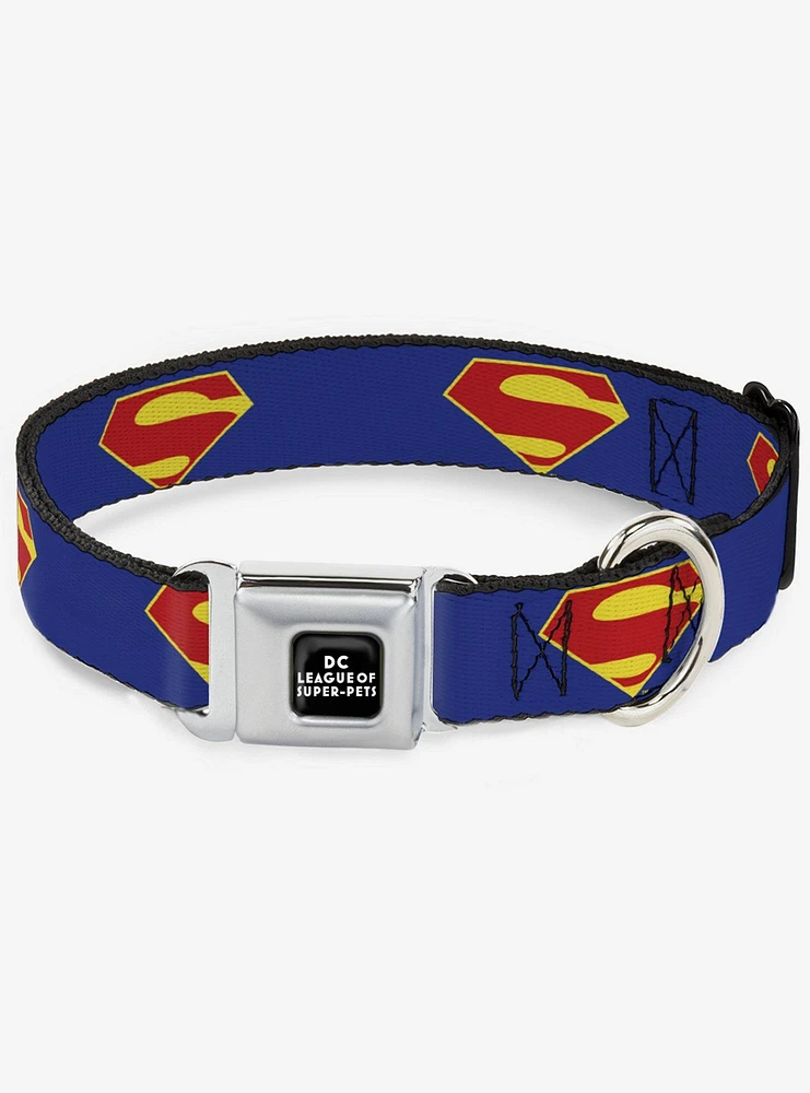 DC League Of Super-Pets Superman Shield Logo Seatbelt Buckle Dog Collar