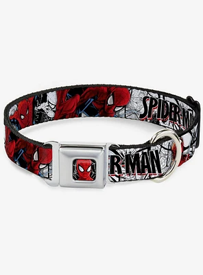 Marvel Spider-Man Action Poses Comic Scenes Seatbelt Buckle Dog Collar