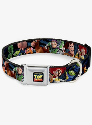 Disney Pixar Toy Story Characters Running Denim Rays Seatbelt Buckle Dog Collar