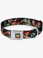 Disney Pixar Toy Story Characters Running Denim Rays Seatbelt Buckle Dog Collar