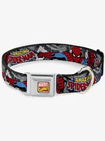 Marvel The Amazing Spider-Man Stacked Comic Books Action Poses Seatbelt Buckle Dog Collar